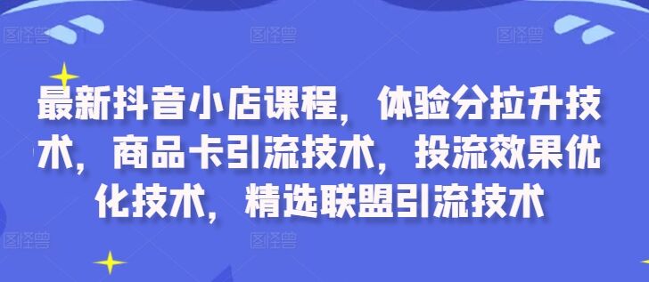 最新抖音小店课程，体验分拉升技术，商品卡引流技术，投流效果优化技术，精选联盟引流技术-皓收集 | 网创宝典