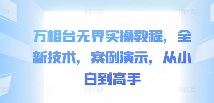 万相台无界实操教程，全新技术，案例演示，从小白到高手-皓收集 | 网创宝典