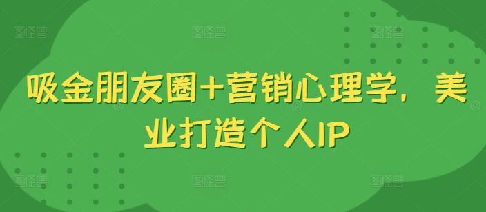 吸金朋友圈+营销心理学，美业打造个人IP-皓收集 | 网创宝典