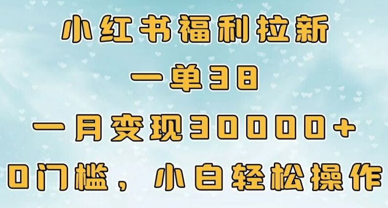 小红书福利拉新，一单38，一月3000+轻轻松松，0门槛小白轻松操作-皓收集 | 网创宝典