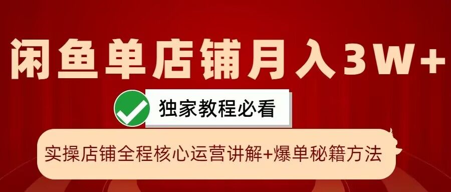 闲鱼单店铺月入3W+实操展示，爆单核心秘籍，一学就会【揭秘】-皓收集 | 网创宝典