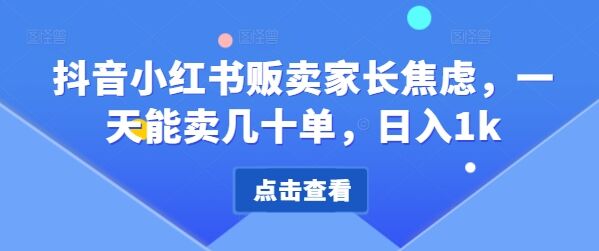 抖音小红书贩卖家长焦虑，一天能卖几十单，日入1k-皓收集 | 网创宝典