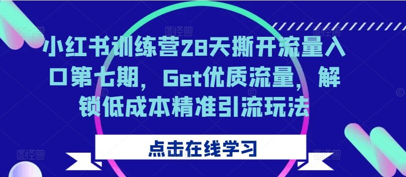 小红书训练营28天撕开流量入口第七期，Get优质流量，解锁低成本精准引流玩法-皓收集 | 网创宝典