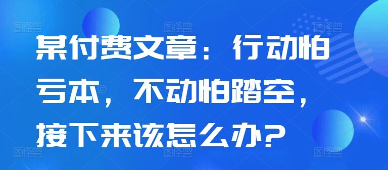 某付费文章：行动怕亏本，不动怕踏空，接下来该怎么办?-皓收集 | 网创宝典