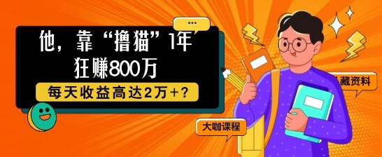 他，靠“撸猫”1年狂赚800个，每天收益高达2个+?-皓收集 | 网创宝典