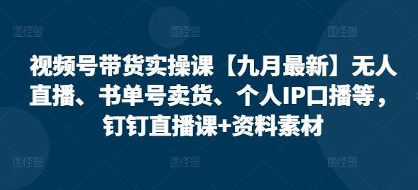 视频号带货实操课【10月最新】无人直播、书单号卖货、个人IP口播等，钉钉直播课+资料素材-皓收集 | 网创宝典