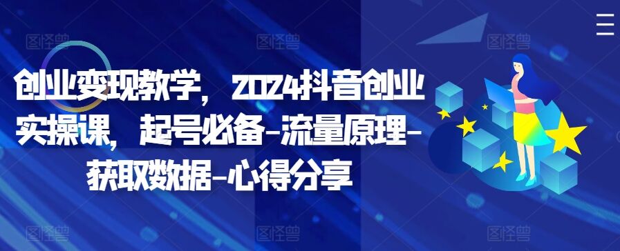 创业变现教学，2024抖音创业实操课，起号必备-流量原理-获取数据-心得分享-皓收集 | 网创宝典