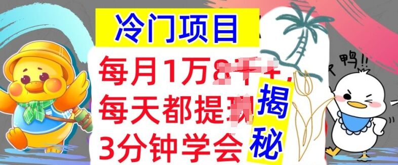 冷门项目，这个方法一定要学会，内部教程，每月1w(揭秘)-皓收集 | 网创宝典