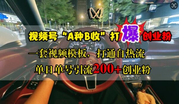 视频号“A种B收”打爆创业粉，一套视频模板打通自热流，单日单号引流200+创业粉-皓收集 | 网创宝典