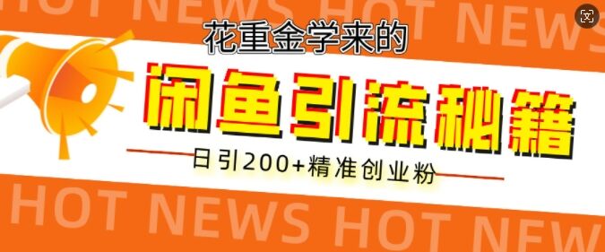 花重金学来的闲鱼到流秘籍，日引200+精准创业粉-皓收集 | 网创宝典