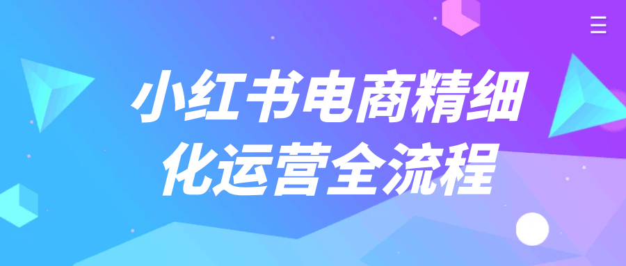 小红书电商精细化运营全流程-小昂裕的百宝库